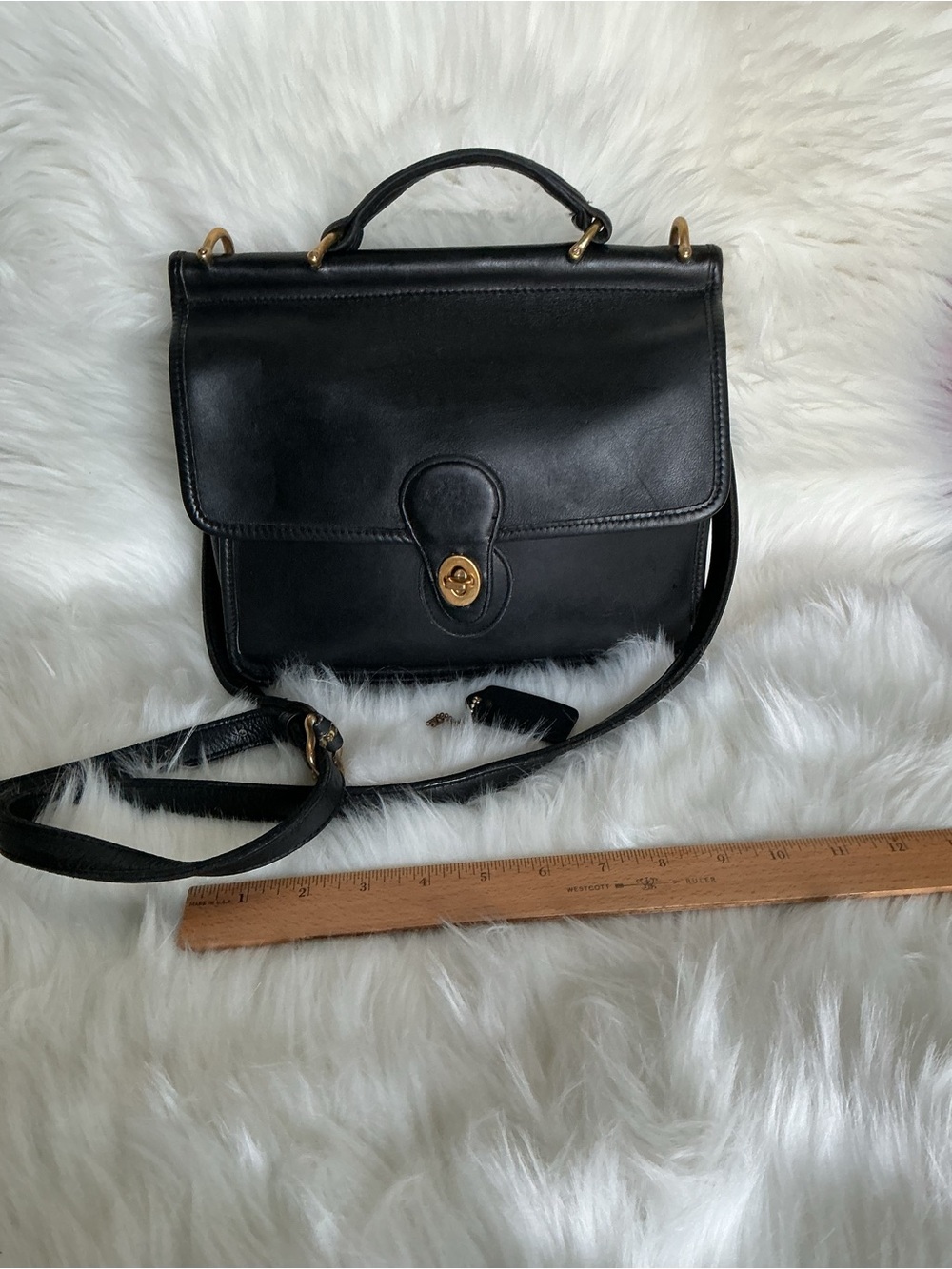 Coach Willis Station Vintage Black Leather Bag 9927